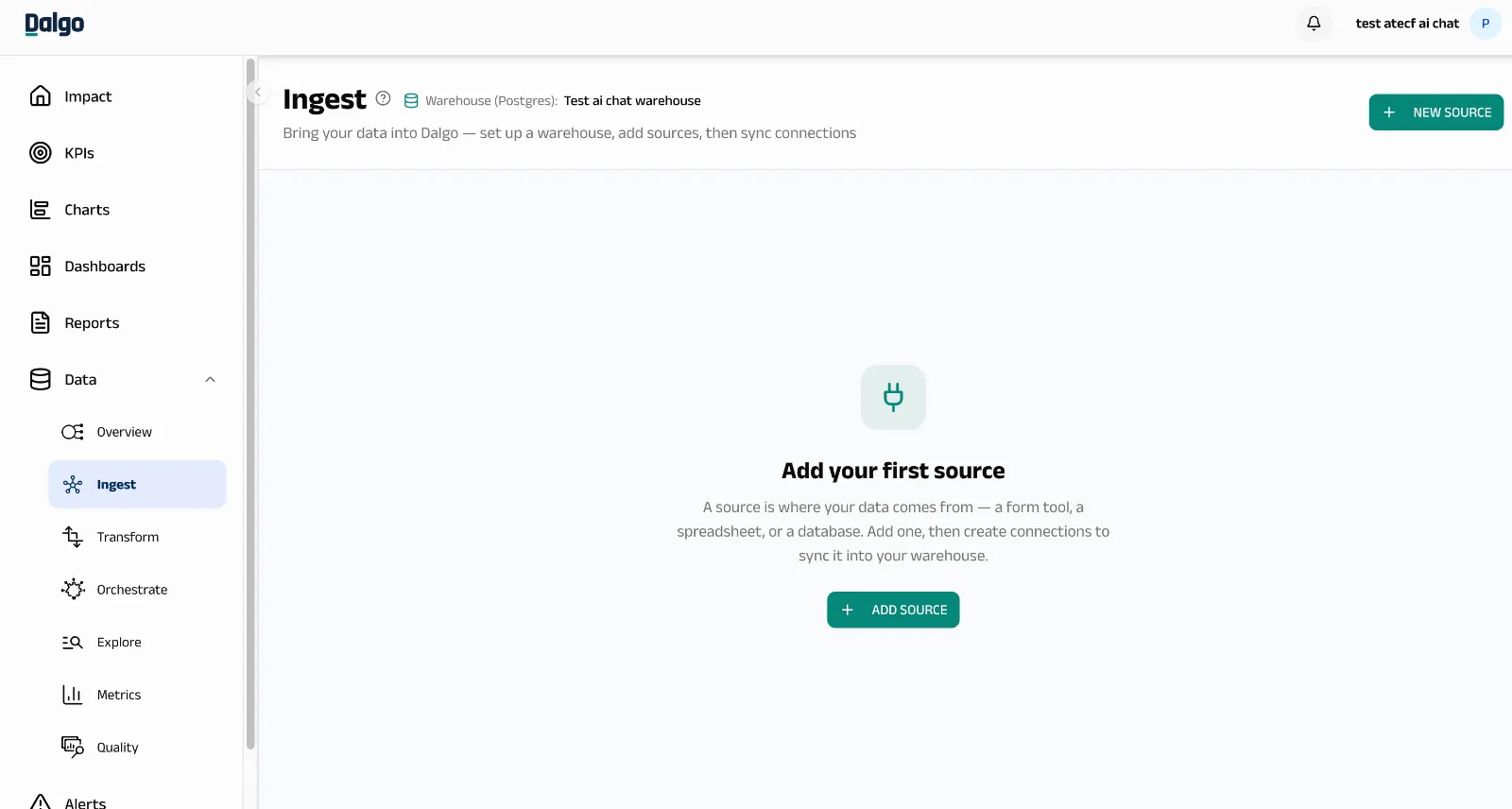 Connect page - empty state